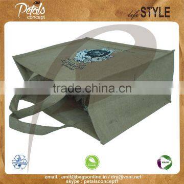 PP Laminated Jute Tote Bag With Jute Handle & With 2 Color Print Two Side photo-3