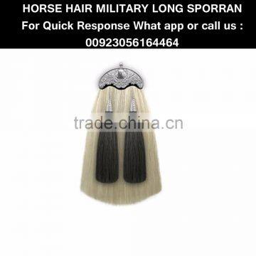 HORSE HAIR MILITARY LONG SPORRAN 100% Original With THISTLE CANTLE