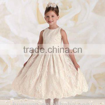 Beautiful Lace Round Neck Baby Gown Burgundy Flower Girl Dresses photo-2