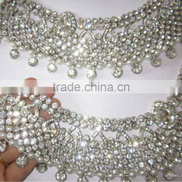 Bridal Silver Crystal Broad Payal ANKLETS Pair Feet Bracelet photo-3