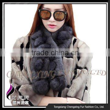 CX-S-126C China Supplier Hot Selling Black Fashion Women Rabbit Fur Scarf photo-3