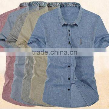 2014-new men's linen shirt Slim fit men's fashion casual short-sleeved shirt