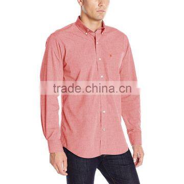 OEM 2017 Pattern Men's Long Sleeve Fashion Pink Oxford Shirt photo-5