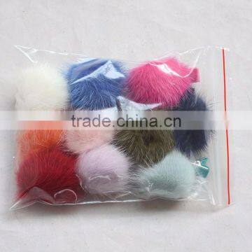 Myfur Cute Red Color Real Mink Fur Pom Pom Hairpin For Fashion Girls photo-5