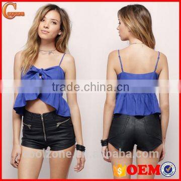 Crop Tops Spaghetti Strap Ladies Crop Top 2014 Sexy Front Tie TankTop for Women