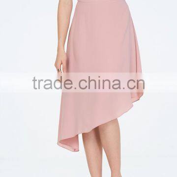 Www Six Photo Com Ladies Pink Chiffon Asymmetrical Skirt photo-5