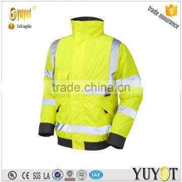 high visibility quilted bomber jacket yellow safety