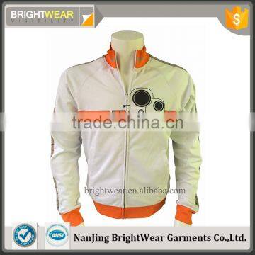 100%polyester/spandex Stand Collar sports coat with zipper closure