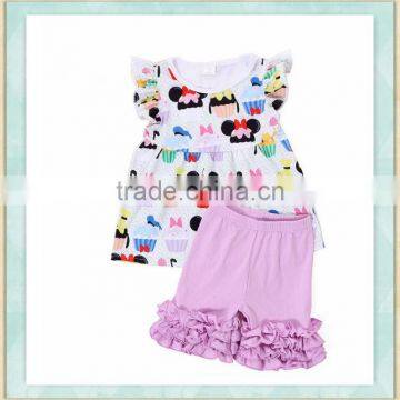 Factory price direct selling girls' popular cartoon printing spinning skirt toddler romper