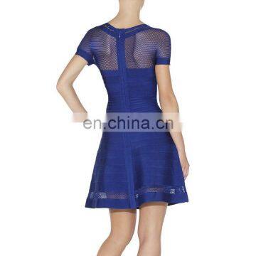 Ivory Short Cocktail Dress Black Mesh Bandage Party Gowns With Sleeves photo-3
