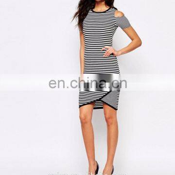 2018 Latest Cold Shouder Striped Dress