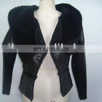 ladies lamb mouton jackets with big fur hood