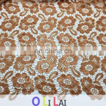 OLF01178ZAP coral sequins cord lace flower design for dresses 2017