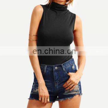 MIKA1079 Black Cowl Neck Knitted Tank Top