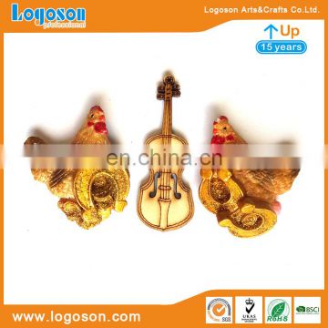 Customised Violin and Rooster Souvenir Resin Fridge Magnet