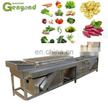 full automatic root vegetable washing cleaning peeling skinning blanching disinfection cutting packing production line