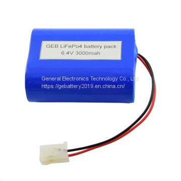 High quality 26650 LiFePO4 pack 2S1P 6.4v 3000mah lifepo4 battery for solar light