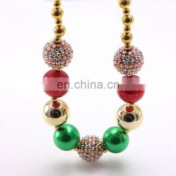 Christmas Chunky Necklace Set Necklace + Bracelet 2pcs Girl Bubble Beads Boutique Jewelry Sets photo-3