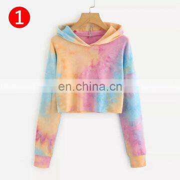Hoodies Multicolor Casual Women Drawstring Hooded Sweatshirt 2020 Autumn Tie Dye Long Sleeve Hoodies photo-3