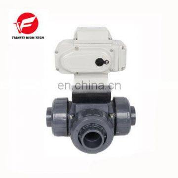 CTB-005 DN50 63mm UPVC Double Union Thread L-type AC220V 5 wire 6 wire 3 way Electric Ball Valve