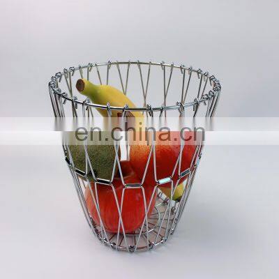 Nordic Kitchen Storage Decorative Folding Foldable Wicker Fruit Basket Stand Hanging Metal Wire Fruit Basket photo-5