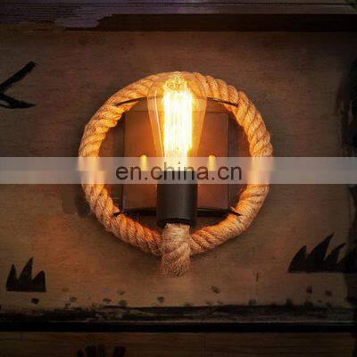 Vintage Indoor Edison Wall Lamps Hemp Rope Cover Loft Wall Lights