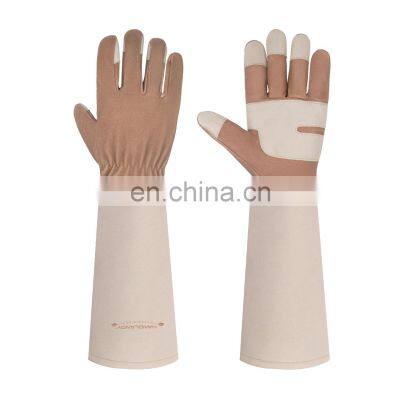 HANDLANDY Extra Long Forearm Protection Men Women Pigskin Leather Work Rose Pruning Gardening Gloves