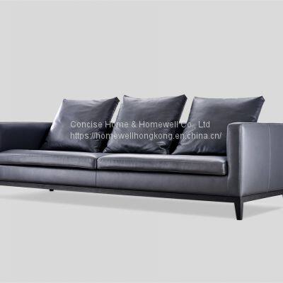 Modern Sofa LS1502 Metal Legs Frame Genuine Leather or Fabric Upholstered Sofa photo-2