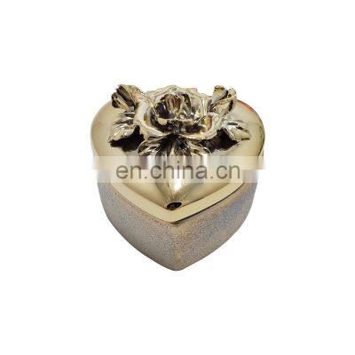 New Factory Gold valentine's day china heart shaped soap ceramic ring jewelry box