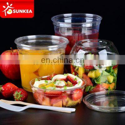 Big large cut vegetable fruit salad slice PET plastic cup with lid