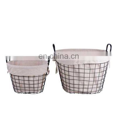 K&B Amazon hot sale metal frame fabric inside sundries storage basket with handle