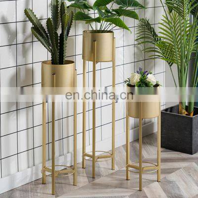 Best New Decor Iron Design Large Garden Tall Gold Modern Round Pot Outdoor Indoor Plant Stand Metal photo-3