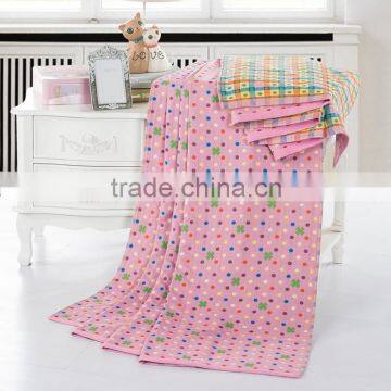 Top quality super breathable cotton dot printed jacquard colorful beach towelling coverlet