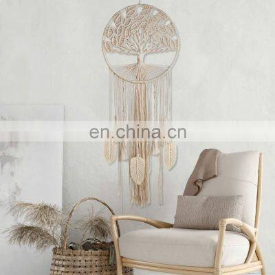 Macrame Wall Hanging Dreamcatcher With Feather Leaf Woven Boho Home Decor Nursery Hippie Tree of Life Large Dream Catcher photo-2