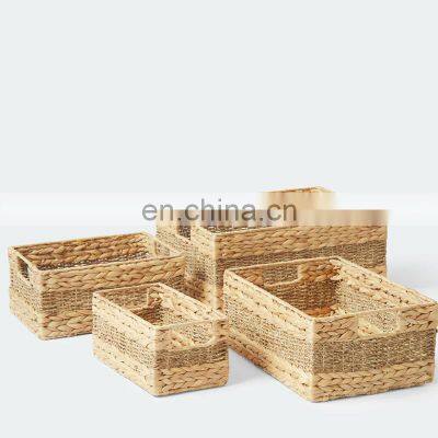 Hot Sale Natural Material Water Hyacinth Mixed Seagrass Storage Basket Wholesale High Quality Vietnam Cheap photo-2