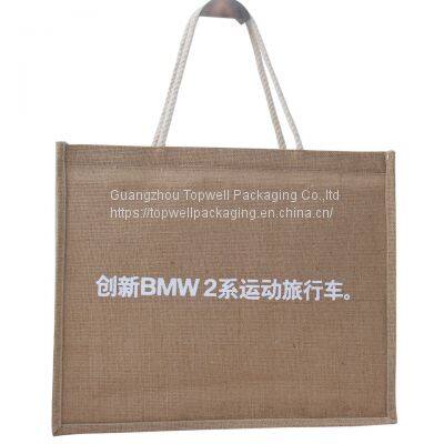 Wholesale Plain Hessian Shopper Bag Custom Printed Large Natural Eco Friendly Burlap Jute Shopping Tote Beach Bag With Logos photo-2