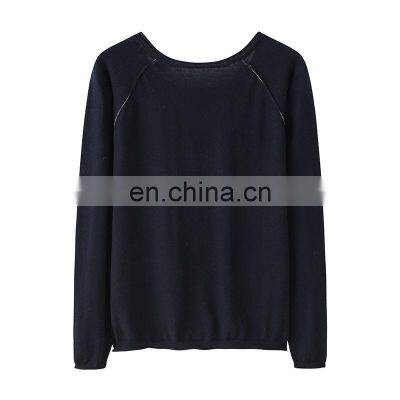 Luxury 100% Cashmere Pullover Raglan Sleeves Thin Spring Knitted Sweater O-Neck Casual Style Winter Solid Pattern Front Logo