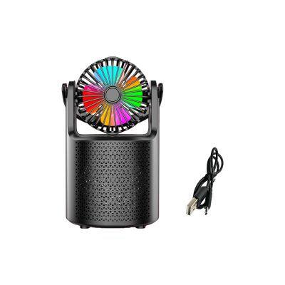 Creative 4 Inch 8W Table Usb Fan Portable Led RGB Light Loud Sound Wireless Subwoofer Speaker photo-3
