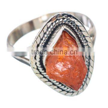 925 SOLID STERLING FINE SILVER ROUGH CITRINE RING