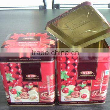 square shape candy/chocolate tin box