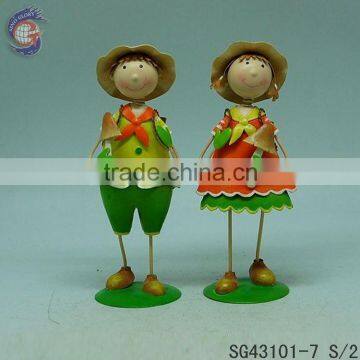 art and craft metal spring boy and girl decoration