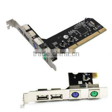 100% new PCI 32bit to 2xUSB 2.0+2xPS2 PS/2 Port For PC Keyboard Mouse Combo Adapter Card