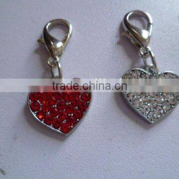 Zinc Alloy DIY Rhinestone Fashional Heart Pendant Charms