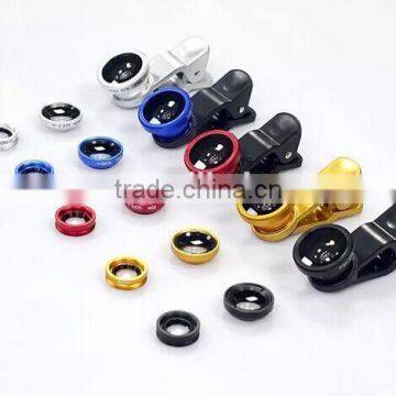 Universal 3in1 Clip On Camera Lens Kit Wide Angle Fish Eye Macro For Smart Phone