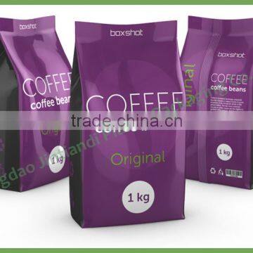 Custom Printing Eight Edges Sealing Stand Up Flat Bottom Coffee Bean Packaging Bag with Valve