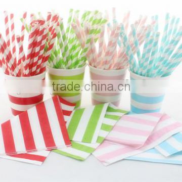 Disposable Tableware Dinner Set Of Straw Plate Cup Napkin