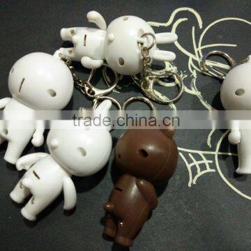Hot Sale Plastic Emoji Led Sound Rabbit Keychain bear keychain