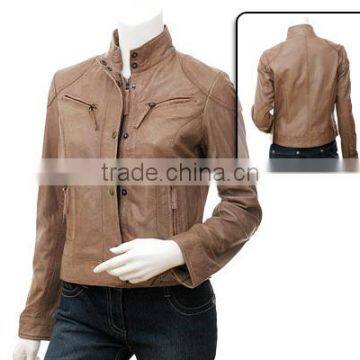 custom 100% polyester latest design leather jacket women wholesale