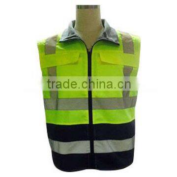 workwear industrial hi-vis yellow&navy two tone safety vest/HI Visibility Security Vest with high visibility reflective straps