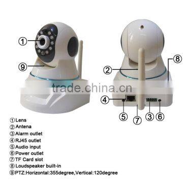 Home Robot Type 355 Degree View Angle HD 720P Wifi CCTV Camera With IP,Night Vision and Recorder